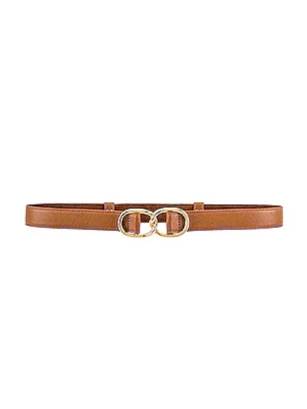 B-Low the Belt Maeve Mini Slim Tan Leather Belt with Gold Double Circle Buckle